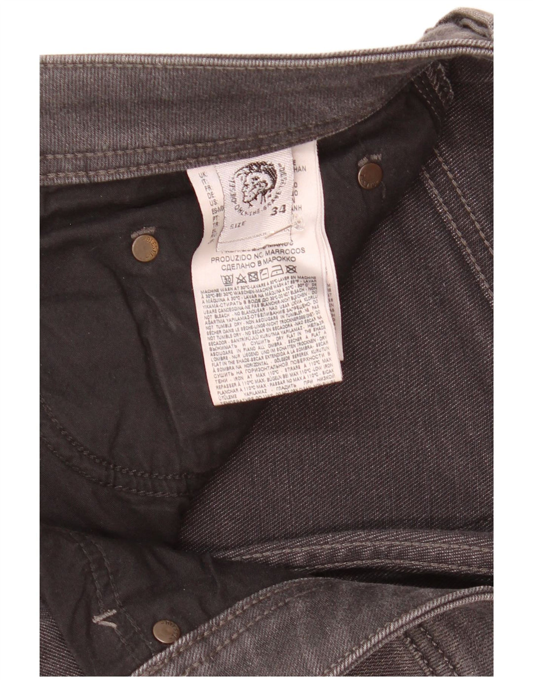 Diesel Herren Slim Jeans W34 L30 Graue Baumwolle