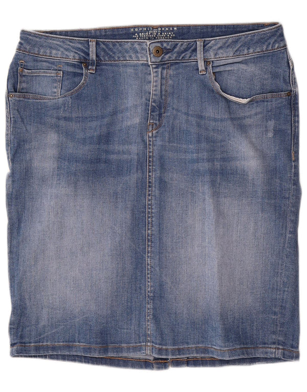 Esprit Damen Jeansrock W34 Large Blau Baumwolle