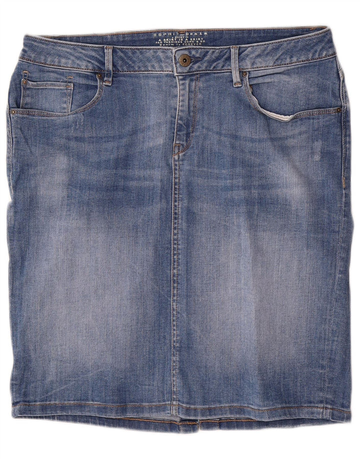 Esprit Damen Jeansrock W34 Large Blau Baumwolle