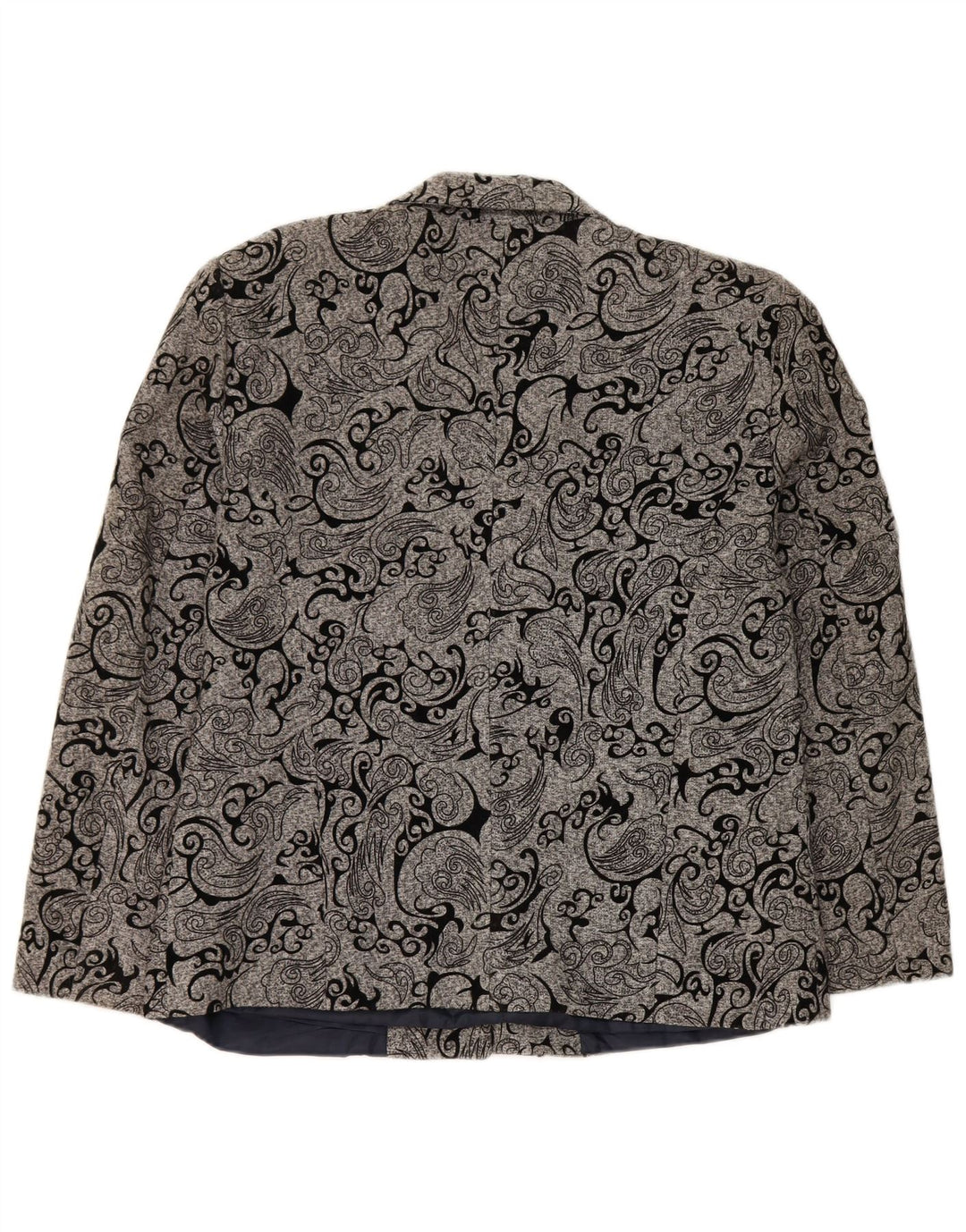 Vintage Damen 3-Knopf-Blazerjacke IT 48 XL Grau Paisley