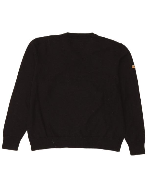 ALVIERO MARTINI Mens V-Neck Jumper Sweater IT 54 XL Black Wool