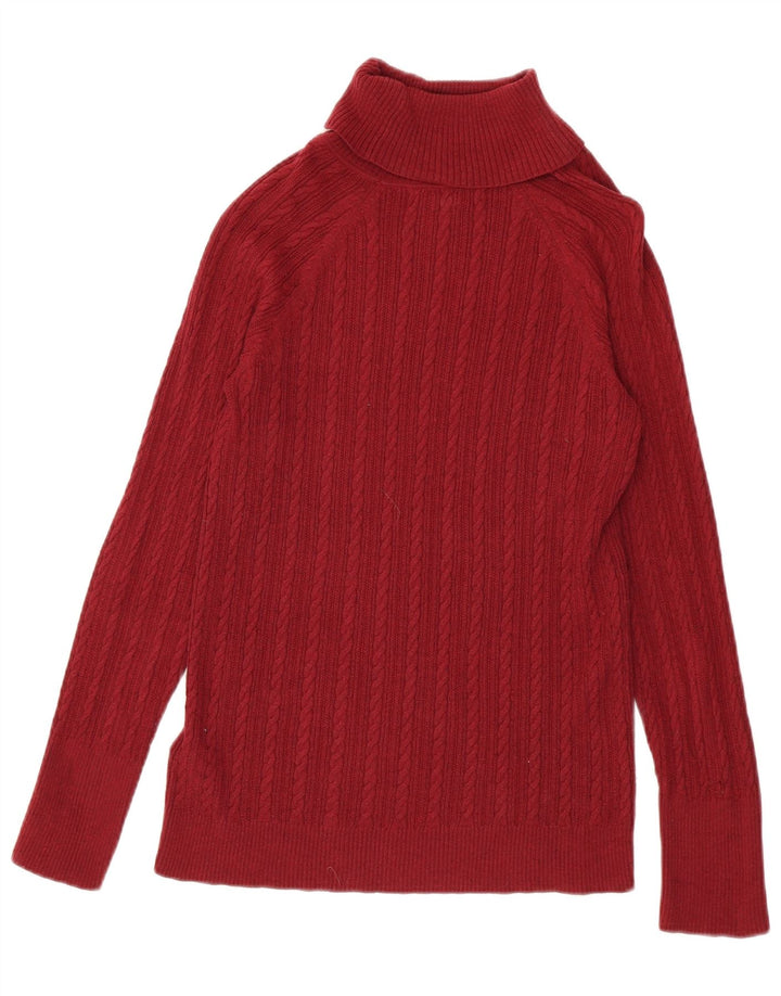 Eddie Bauer Damen-Pullover mit Rollkragen, UK 12, mittelrote Baumwolle