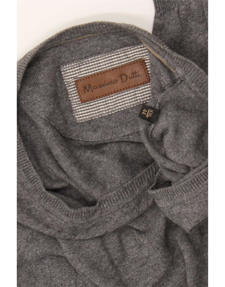 Massimo Dutti Herren-Pullover, reguläre Passform, V-Ausschnitt, 2XL, Grau