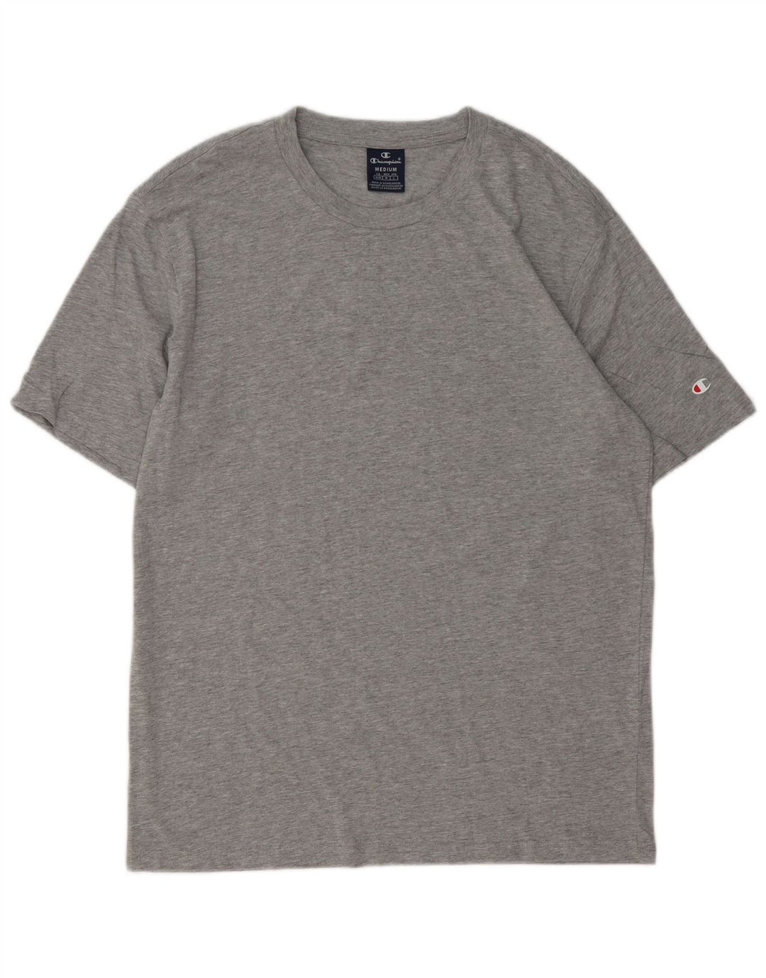 CHAMPION Herren-T-Shirt-Oberteil aus mittelgrau gesprenkelter Baumwolle