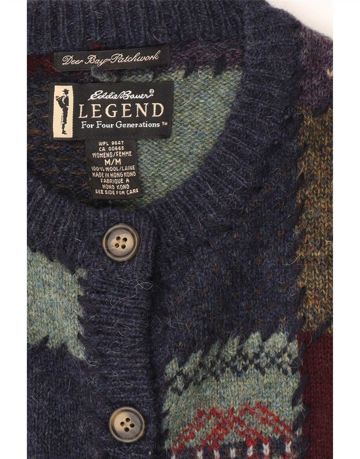 Eddie Bauer Damen-Cardigan-Pullover UK 14 Medium Mehrfarbig Patchwork