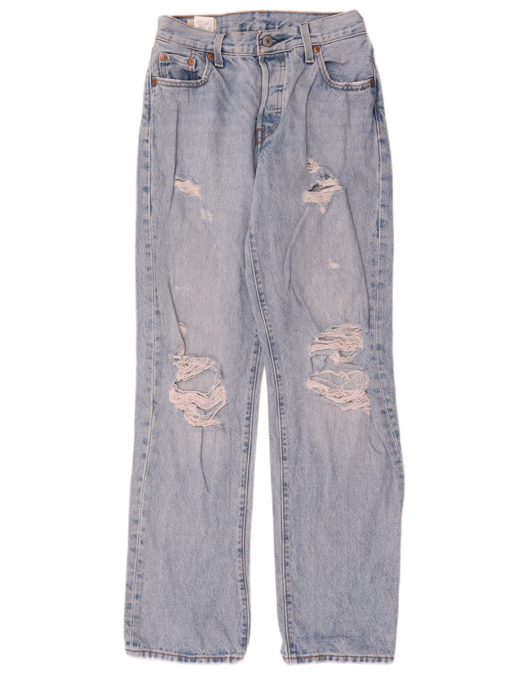 Levi's Damen 501 Distressed Straight Jeans W23 L30 Blaue Baumwolle