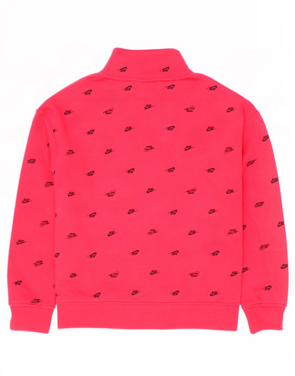 Nike Mädchen-Sweatshirt mit grafischem 1/4-Reißverschluss, 6–7 Jahre, Größe L, rote Baumwolle