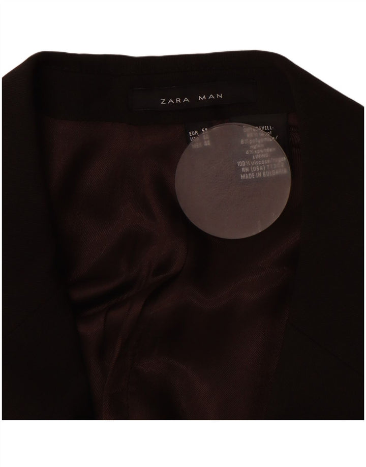 ZARA Herren-Blazer mit 2 Knöpfen, EU 54, XL, braune Wolle