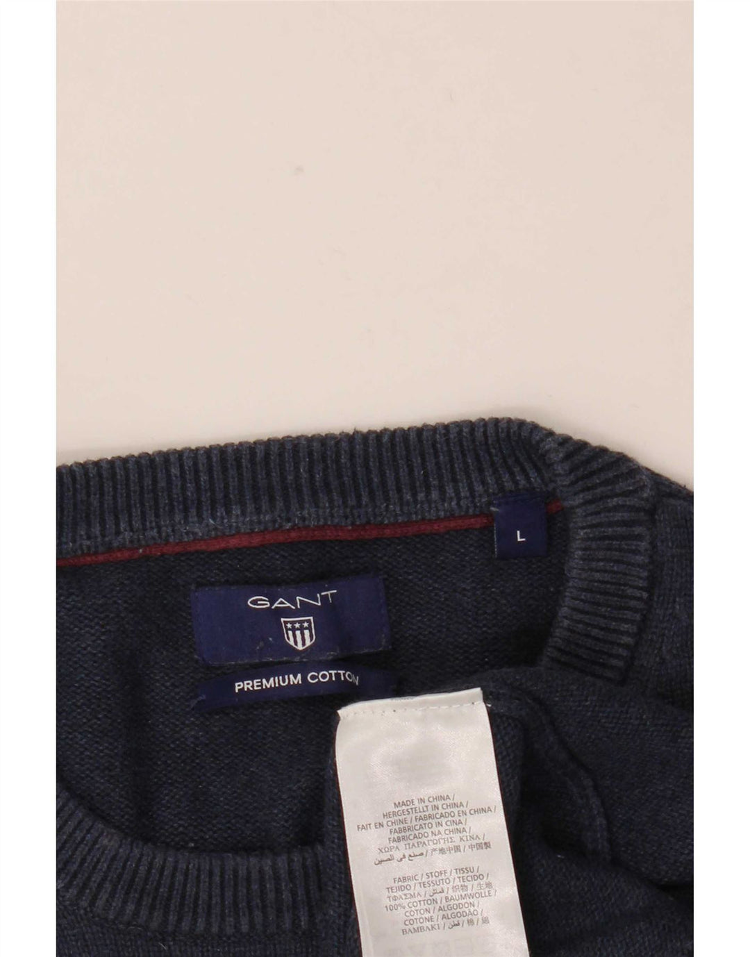 Gant Herren-Pullover mit Rundhalsausschnitt, groß, marineblaue Baumwolle