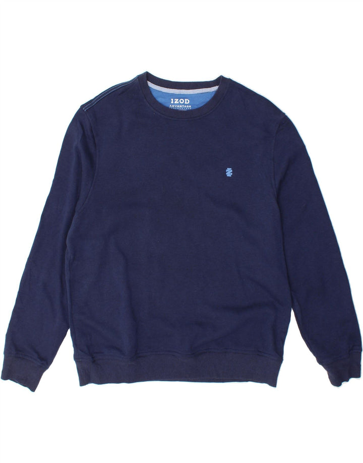 IZOD Mens Sweatshirt Jumper Medium Navy Blue Cotton Vintage Izod and Second-Hand Izod from Messina Hembry 