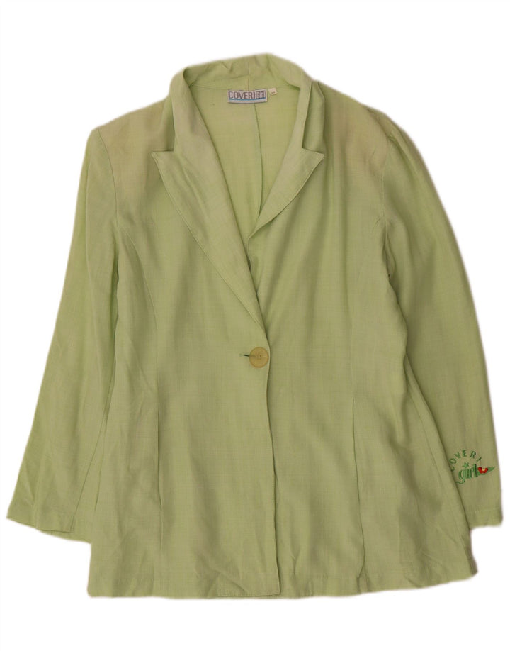 Coveri Damen-Blazer mit 1 Knopf, IT 44, mittelgrüne Viskose