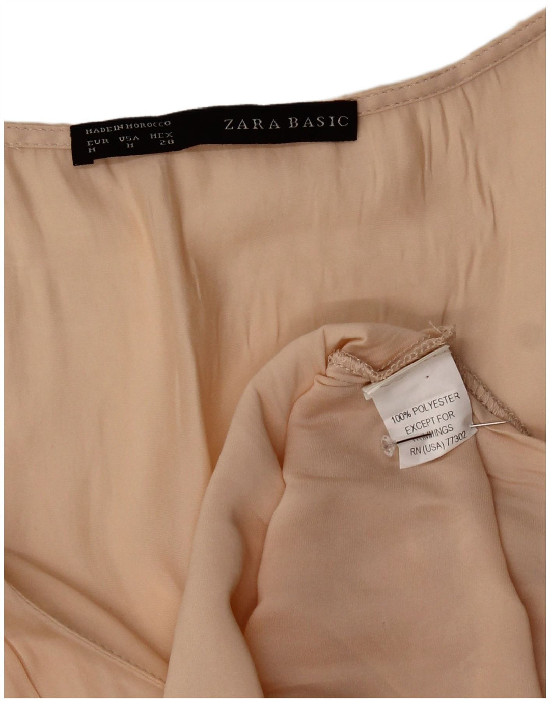 Zara Damen ärmelloses Blusenoberteil UK 14 Mittelbeige Polyester