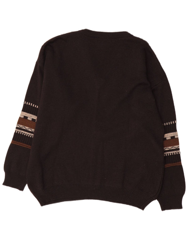 Cotton Republic Herren-Pullover mit V-Ausschnitt, XL, schwarz, geometrisch, Polyacryl