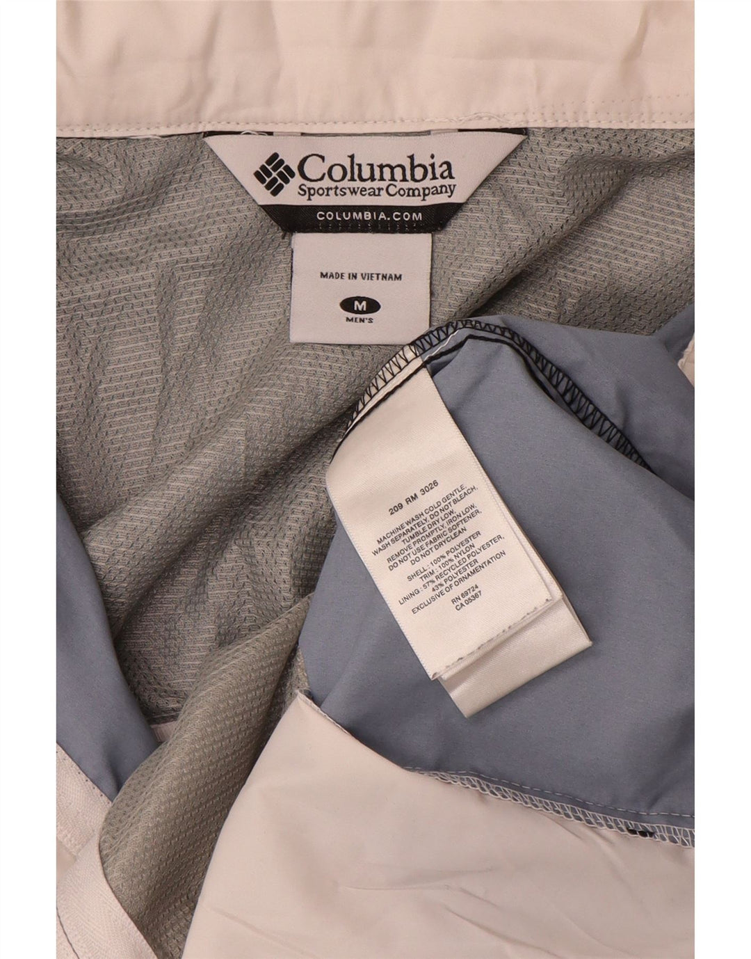 Columbia Herren-Regenjacke mit Kapuze, UK 38, mittelweißes Colourblock-Polyester