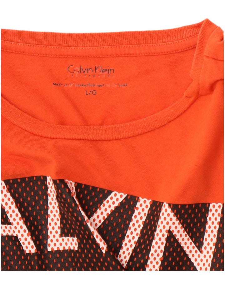 CALVIN KLEIN Herren Grafik T-Shirt Top Large Orange
