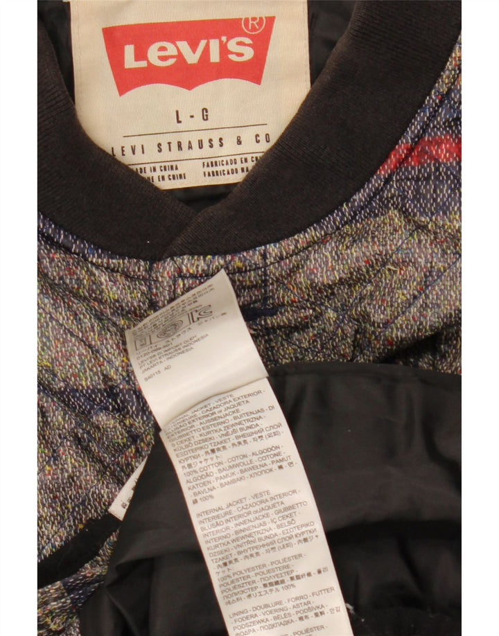 Levi's Herren Steppjacke UK 40 Große grau gestreifte Baumwolle