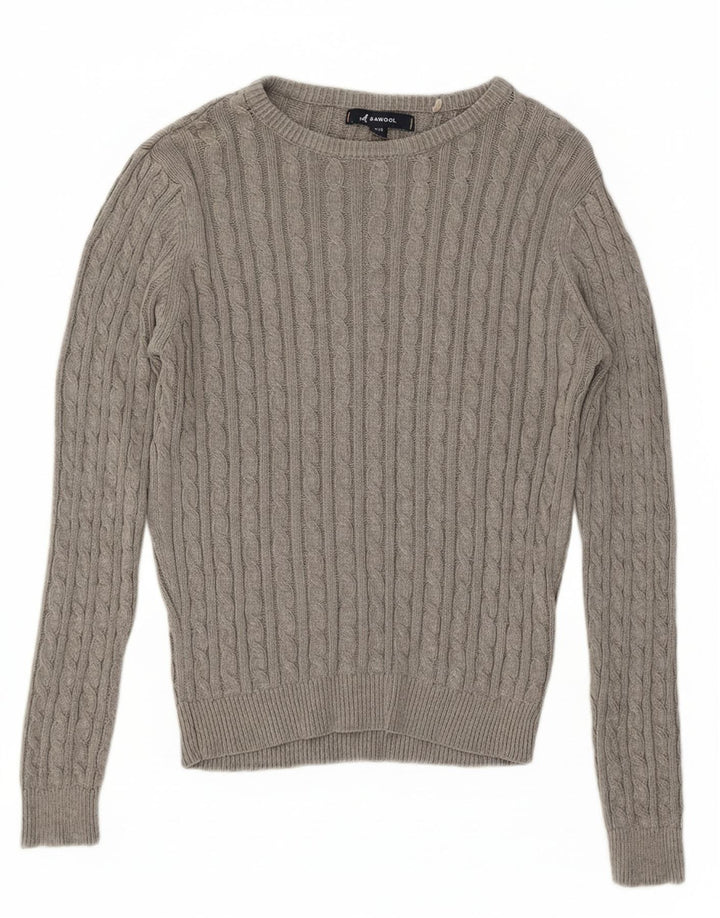 KANGOL Womens Crew Neck Jumper Sweater UK 14 Large  Grey Cotton