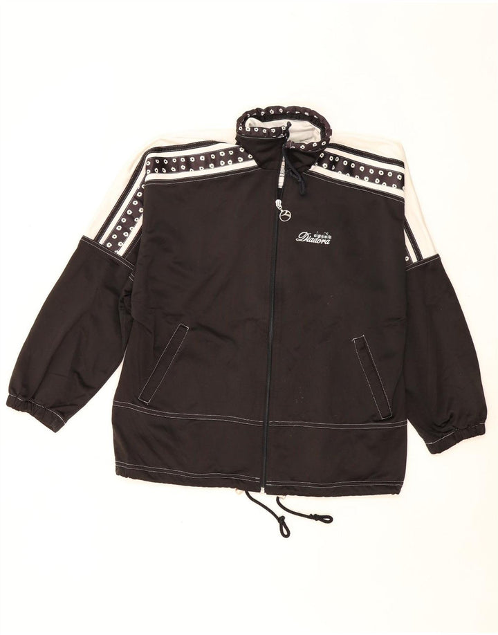 DIADORA Damen-Trainingsanzugoberteil mit Grafik, UK 10, Größe S, Schwarz, Farbblock