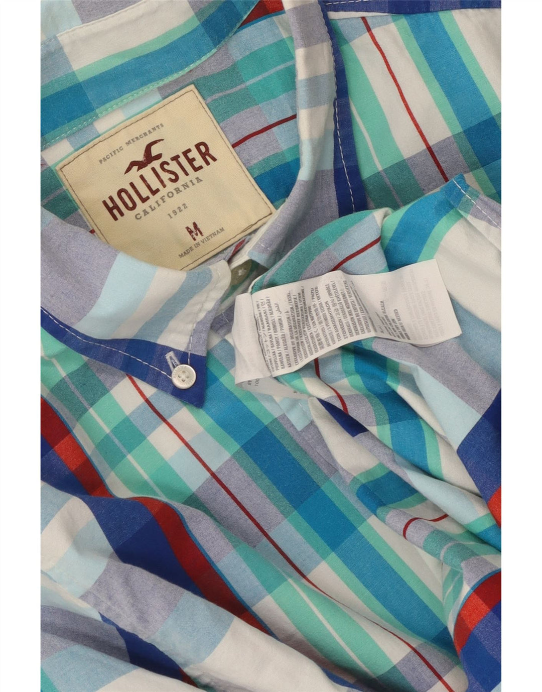 Hollister Herrenhemd aus mittelblau karierter Baumwolle