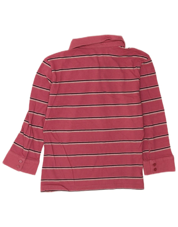 Nike Damen-Poloshirt mit 3/4-Ärmeln, UK 16/18 XL, rosa gestreift, Baumwolle