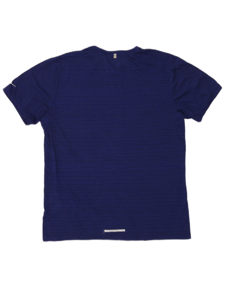 Nike Herren Dri Fit T-Shirt Top XL Marineblau gestreift aus Polyester