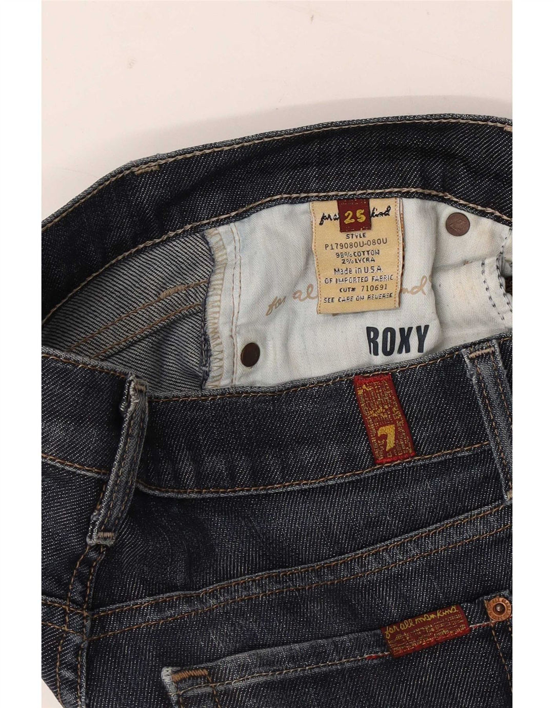 7 For All Mankind Damen Roxy Slim Bootcut Jeans W25 L32 Marineblau Baumwolle