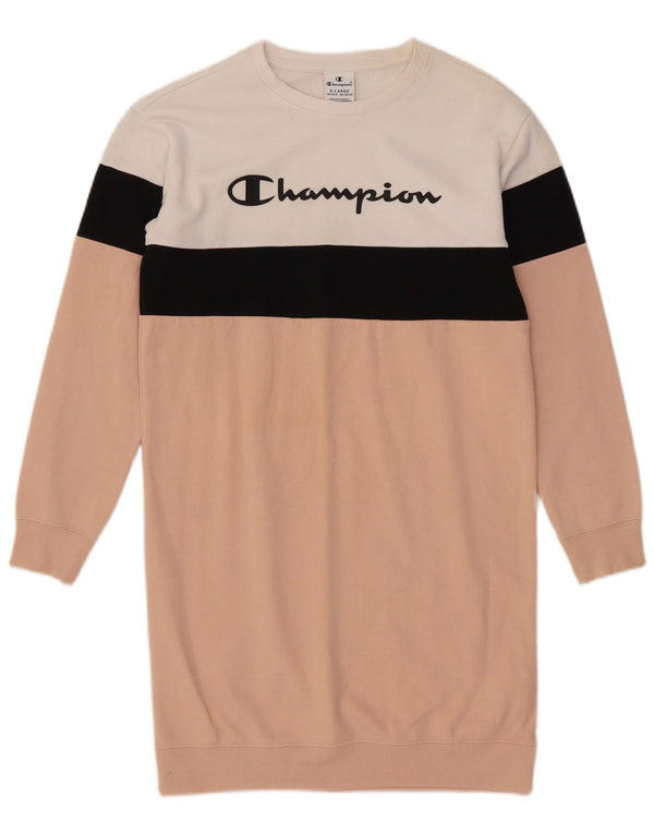 Champion Pulloverkleid mit Grafik für Mädchen, 13–14 Jahre, XL, Rosa, Farbblock