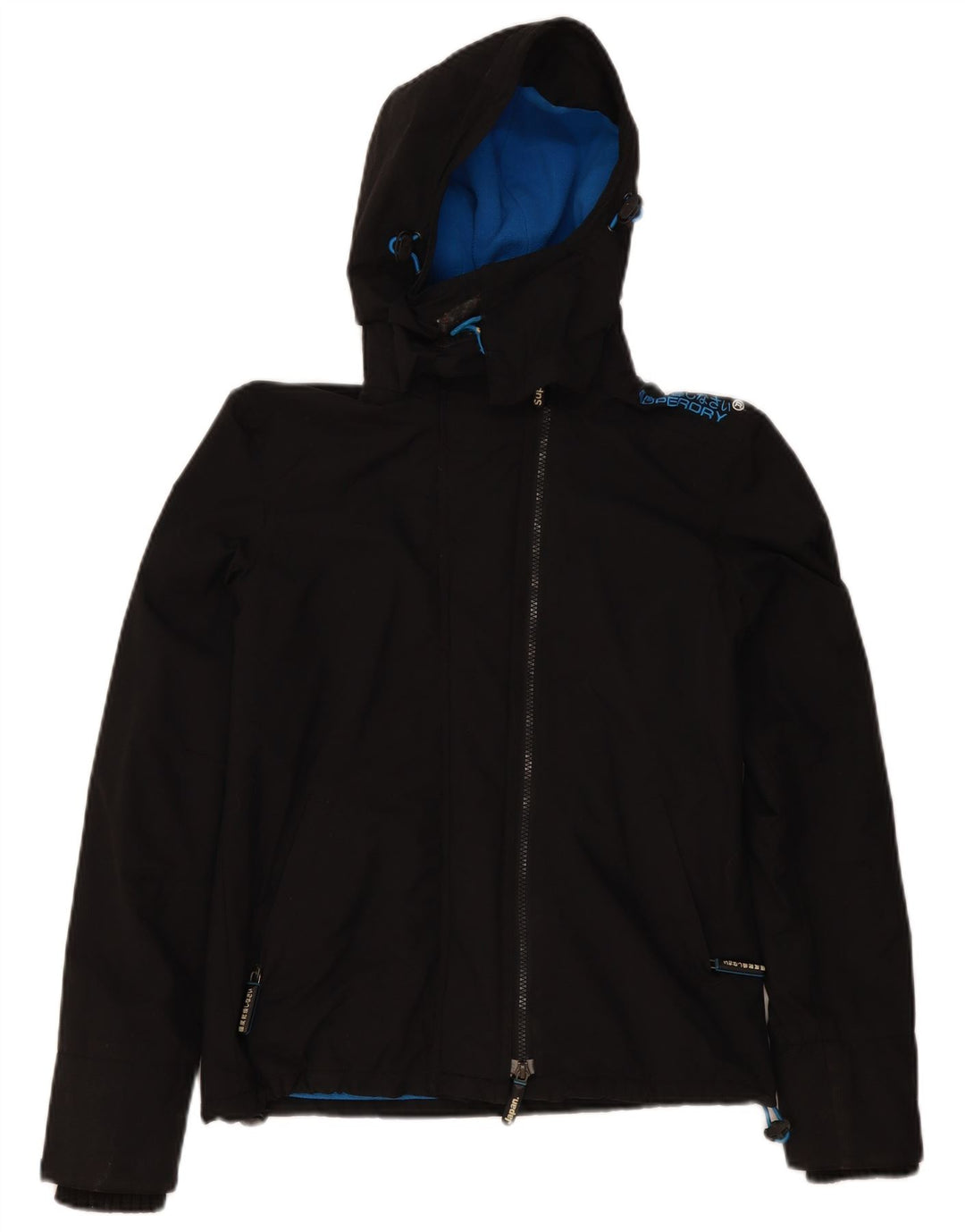 Superdry Damen Windcheater mit Kapuze, Windjacke, Gr. 10, Schwarz