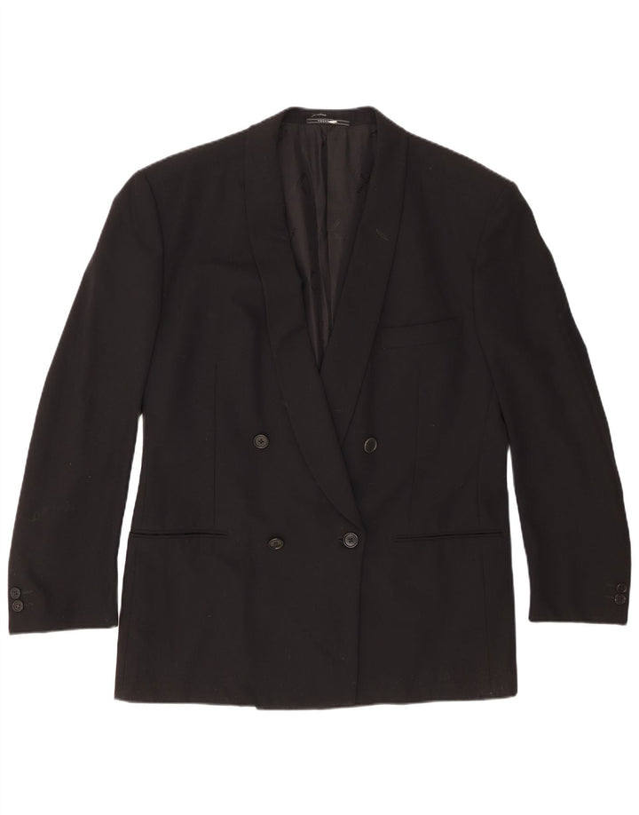Trussardi Herren-Blazer, zweireihig, IT 52 XL, schwarze Schurwolle