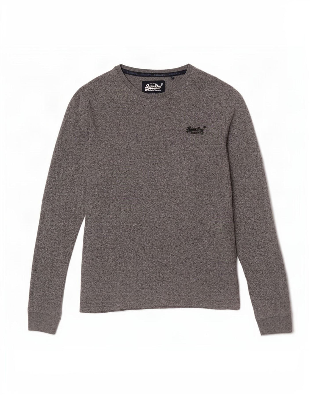 Superdry Herren-Oberteil aus langärmliger, mittelgrau gefleckter Baumwolle