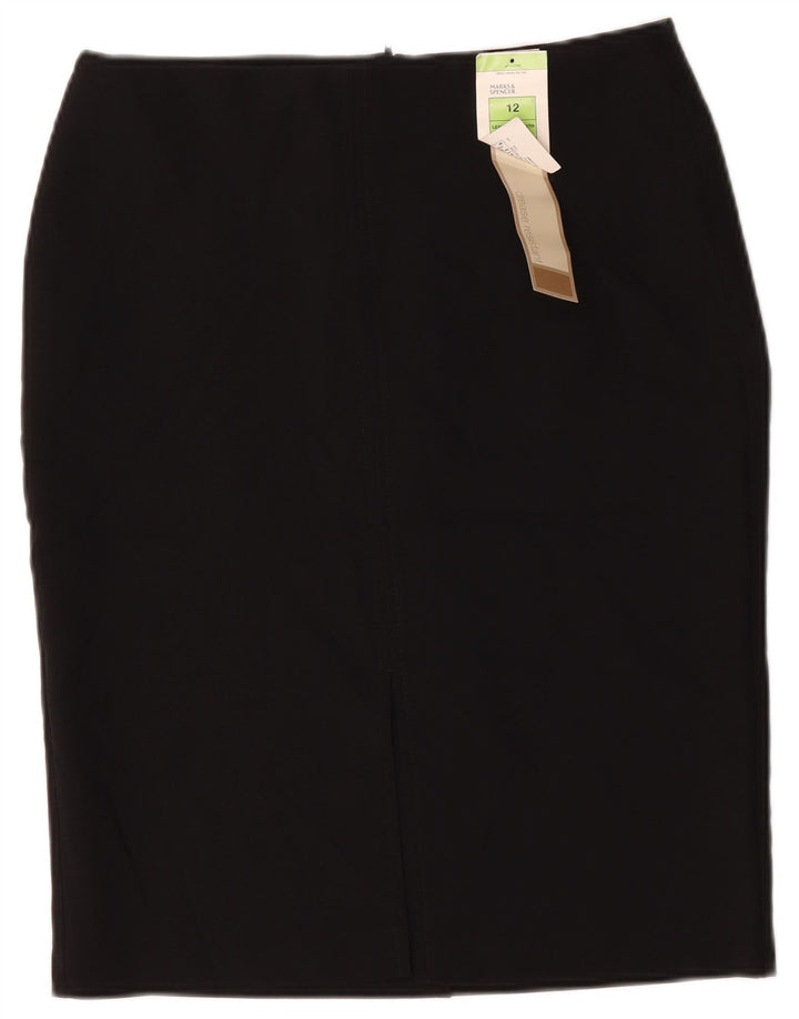 Marks & Spencer Damen Bleistiftrock UK 12 Medium W34 Schwarz Polyester