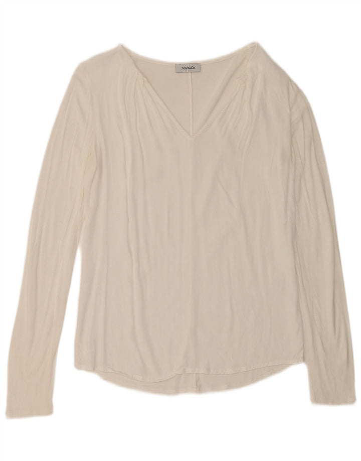 Max & Co. Damen Top Langarm UK 12 Medium Weiß