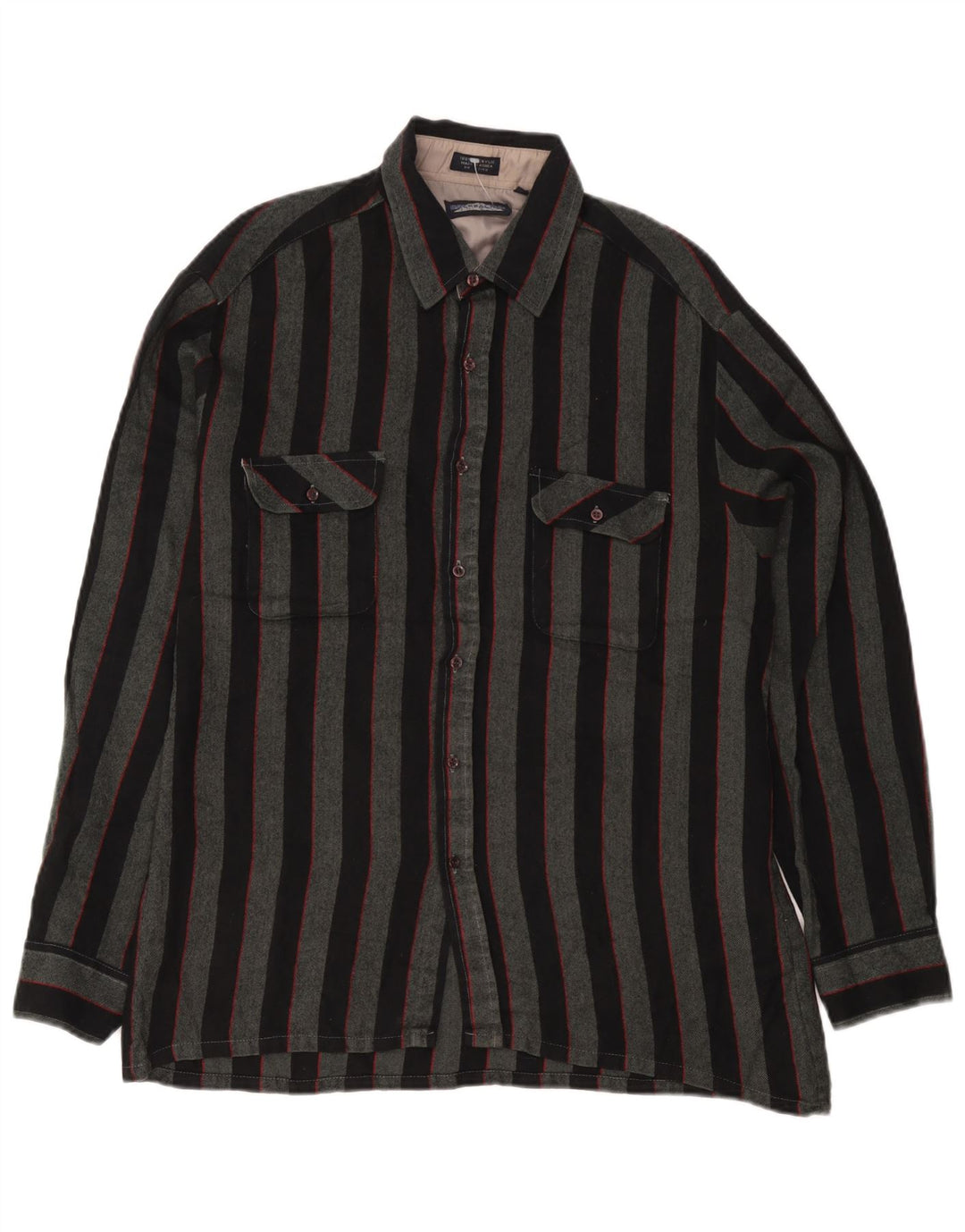 Backpacker Herren-Overshirt-Hemd, großes grau gestreiftes Acryl