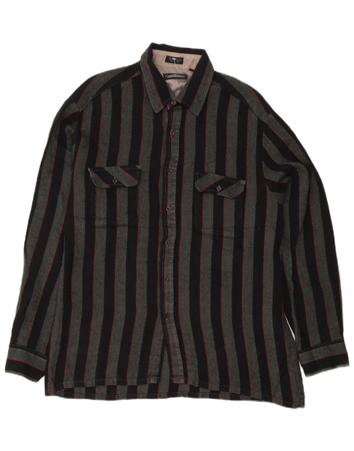 Backpacker Herren-Overshirt-Hemd, großes grau gestreiftes Acryl