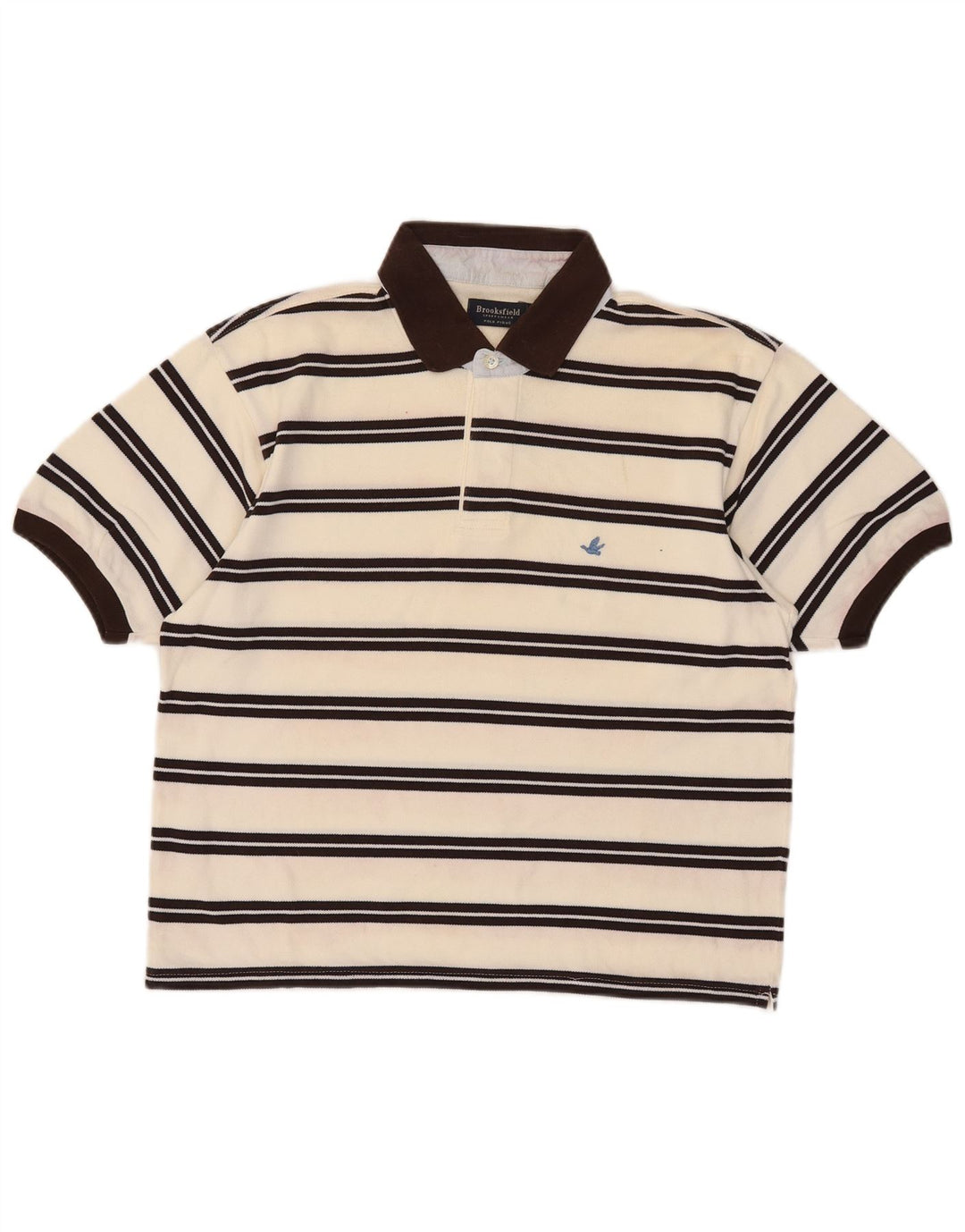 Brooksfield Herren-Poloshirt, Größe 52, groß, beige gestreift