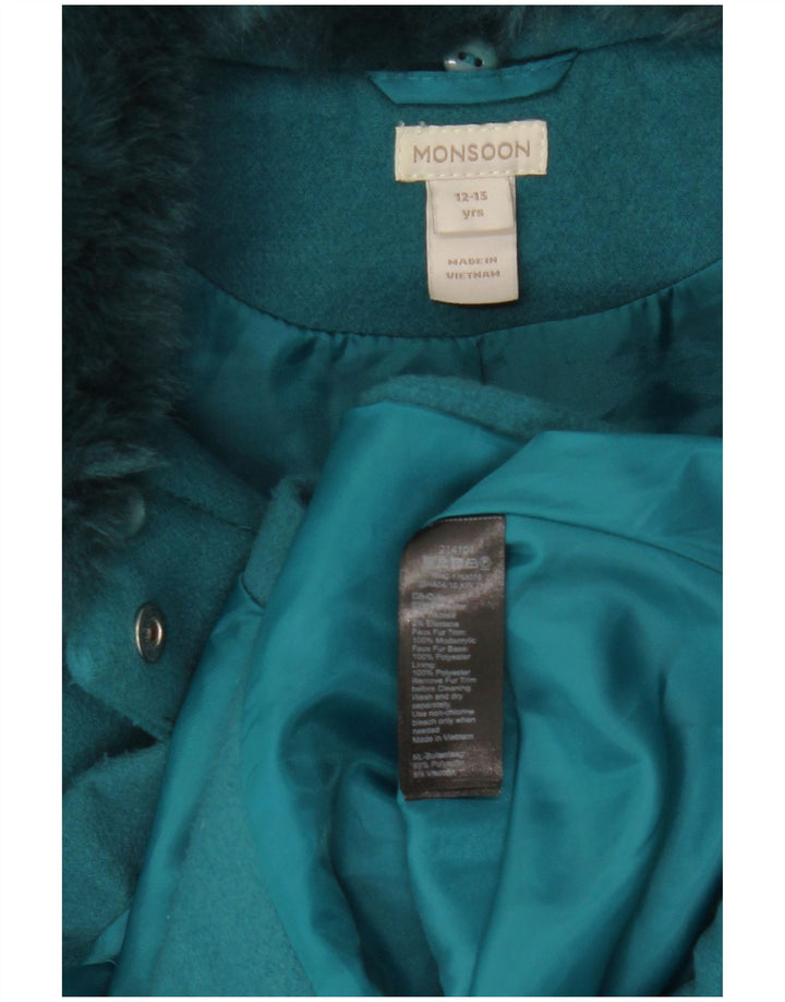 Monsoon Mädchenmantel, 12–13 Jahre, türkisfarbenes Polyester