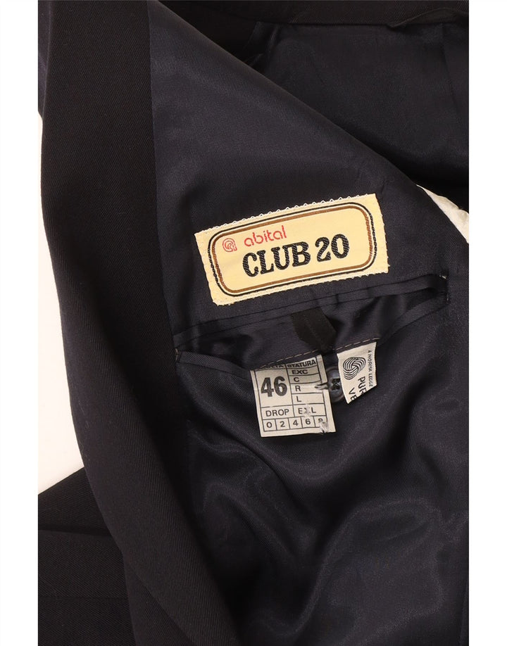 Abital Herren-Blazer mit 2 Knöpfen, IT 46, kleine marineblaue Wolle