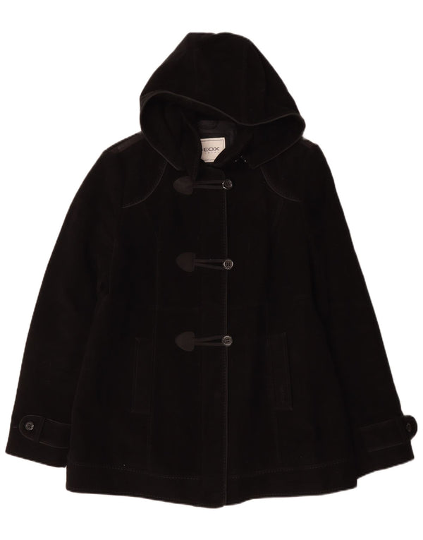 GEOX Womens Respira Duffle Coat UK 12 Medium Black Cotton