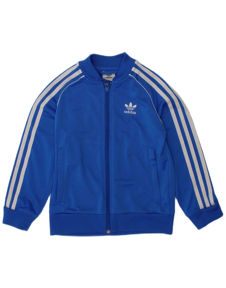 ADIDAS Jungen-Trainingsanzug, Top-Jacke, 5–6 Jahre, blaues Polyester