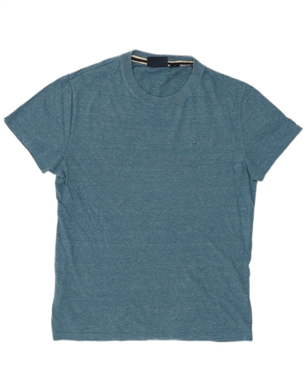 SUPERDRY Herren-T-Shirt-Oberteil, klein, blau gesprenkelte Baumwolle