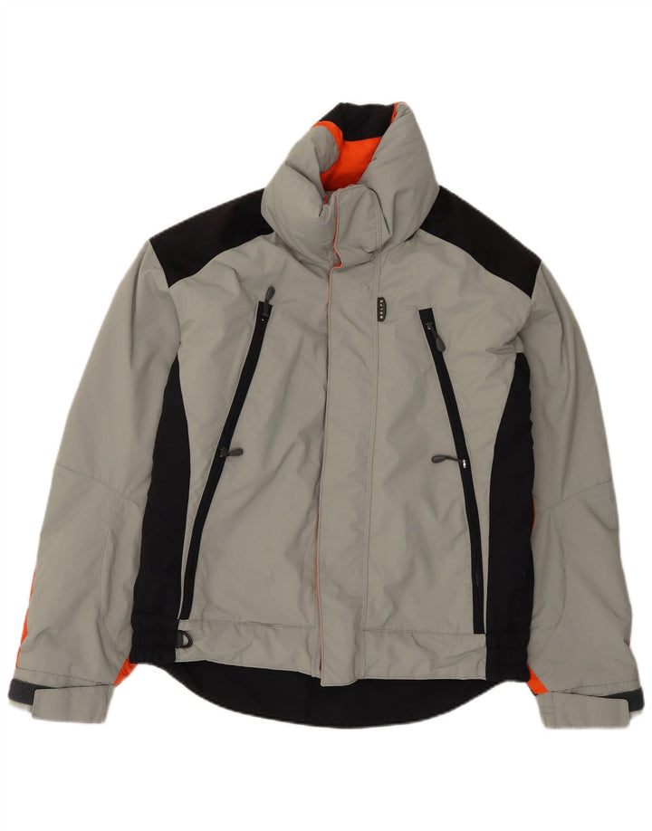 Belfe Herren-Windbreaker-Jacke UK 38 Mittelgraues Colourblock-Polyamid