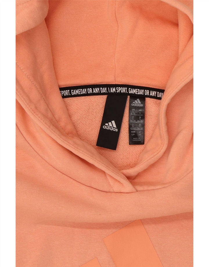 ADIDAS Damen Übergroßer grafischer Kapuzenpullover UK 8/10 Small Orange Baumwolle
