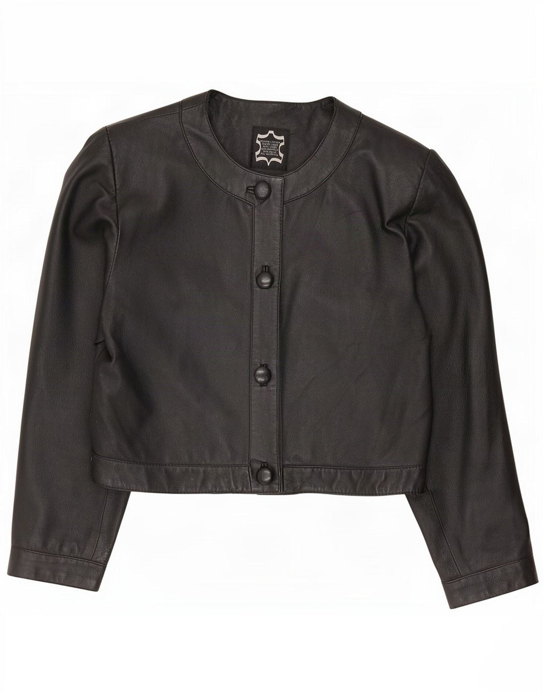 Vintage Damen Übergroße Leder Bolero Jacke IT 40 Small Schwarz