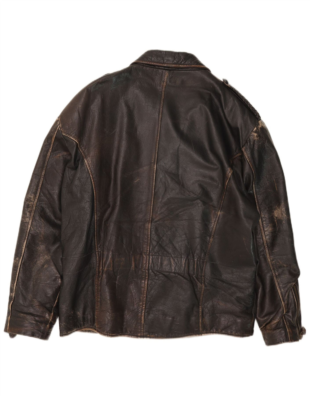 American Basics Herren-Leder-Bikerjacke, Größe 40, Braun