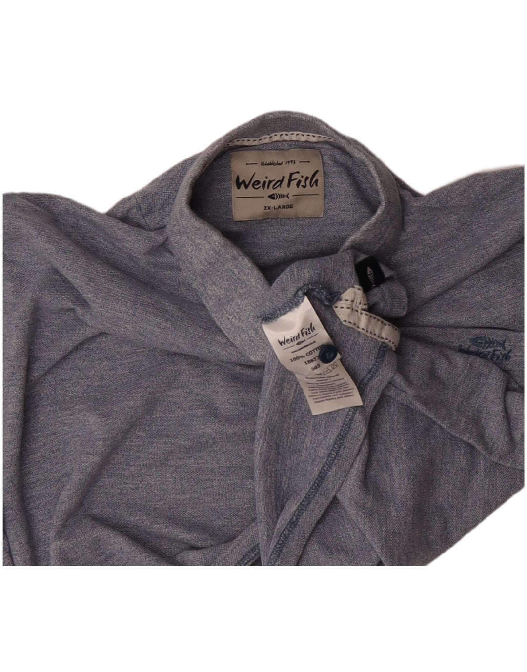 WEIRD FISH Herren Poloshirt 2XL Blaue Baumwolle