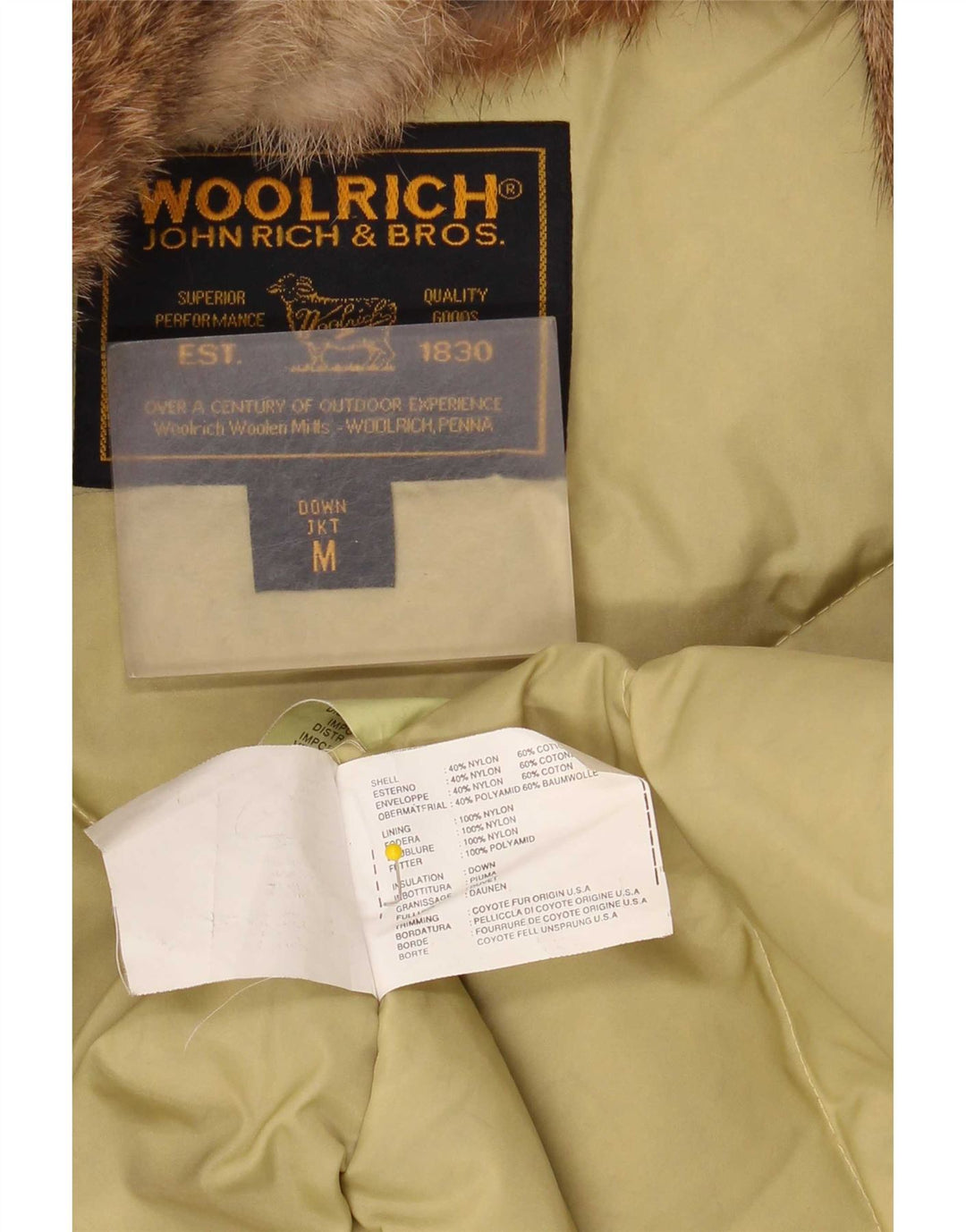Woolrich Damen Wattierte Jacke UK 14 Medium Beige Nylon