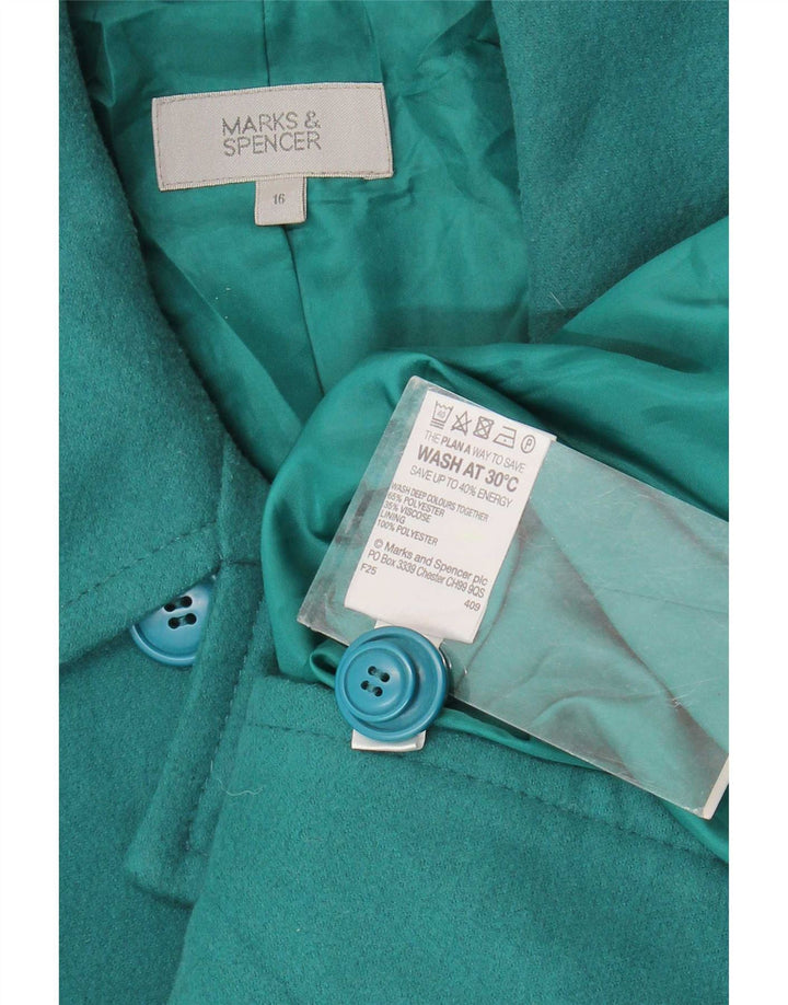 Marks & Spencer Damen Pea Coat UK 16 Large Grün Polyester
