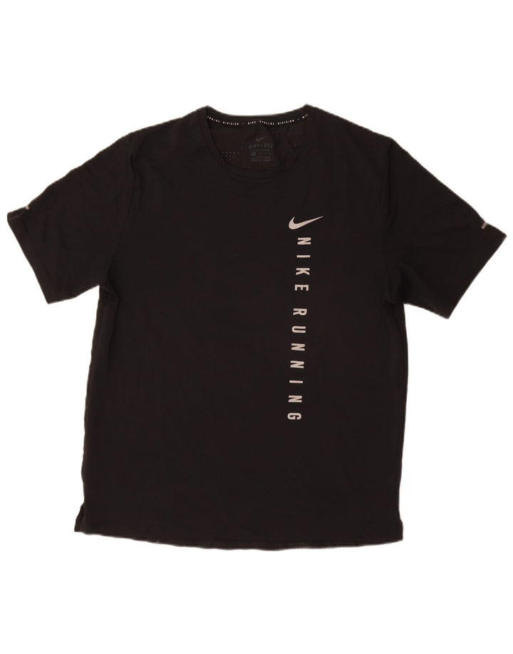 NIKE Herren Dri Fit Graphic T-Shirt Top Mittelschwarzes Polyester