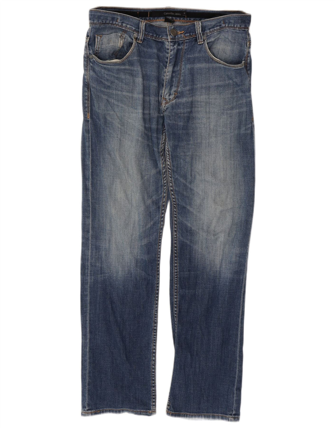 Calvin Klein Herren Straight Jeans W31 L30 Blaue Baumwolle