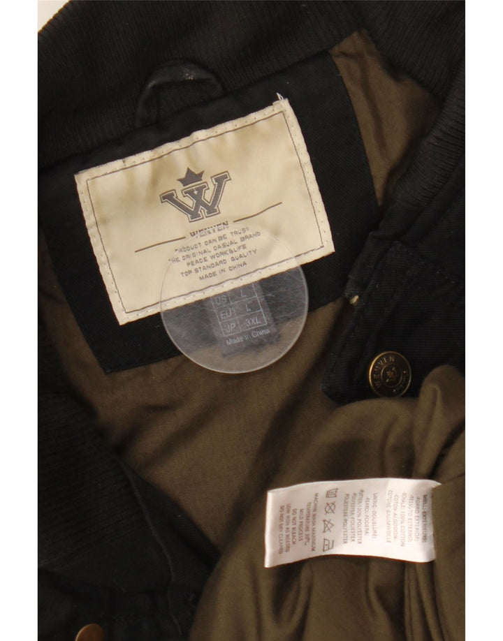 WENVEN Herren-Utility-Jacke UK 40 Large aus schwarzer Baumwolle